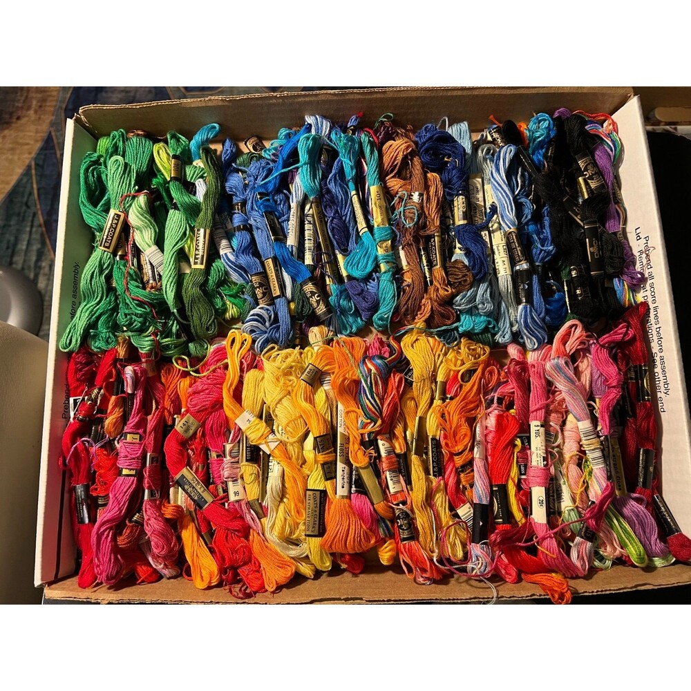 LOT OF Over 150 Embroidery Cross Stitch Skeins Various Brands PRE-OWNED